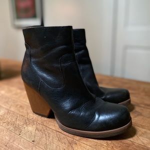 Black Leather Booties by Kork-Ease